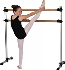 Traditional Real Wood Portable Double Freestanding 4 Foot Ballet Barre