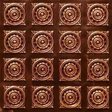 PVC Faux Tin Ceiling Tiles 24 x 24 2x2 Glue Up Antique Copper D128 Lot of 25