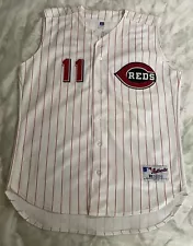 Cincinnati Reds Barry Larkin #11 Authentic Russell White Sleeveless Vest Jersey