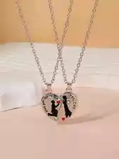 2pcs Will you Marry Me Yes I DO Heart Charm Necklace for Couples