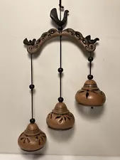 Handcrafted Terra Cotta Wind Chimes Bells Birds 17.25"