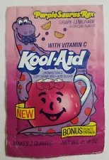 Vintage Unused PURPLESAURUS REX Grape Lemonade Kool Aid Packet (1989) Sealed