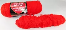 351 Lot of 2 Red Heart Hot Red Yarn Rolls