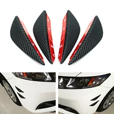 4pcs Car Black Dry "Carbon Fiber" Patten Front Bumper Canard, Body Diffuser Fins (For: More than one vehicle)