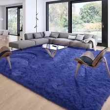 Blue Shag 8x10 Large Area Rug Modern For Living Room Bedroom Clearance Sale New