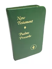 Vintage 1982 Gideon Pocket Bible - New Testament Psalms Proverbs - Green