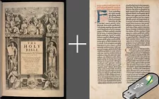 King James Bible 1611 First Edition + Latin Gutenberg Bible 1454 BONUS KJV USB