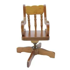 1:12 Scale DollHouse Miniature Swivel Desk Chair Wooden Arm Chair Furniture