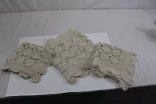 Table Runners Off White Multi Size Lot of 3 Crochet Table Covers Retro Decor