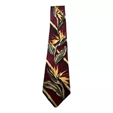 Tommy Bahama Men's Necktie Tie beige Green burgundy Ferns Tropical 100% Silk EUC