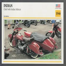 1946 Indian Chief with Sidecar 1205cc USA Bike Motorcycle Photo Spec Info Card