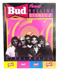 1989 Rolling Stones Tour Poster Budweiser North American Tour Steel Wheels 19x16