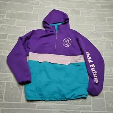 Odd Future Anorak Jacket Adult S Hooded Windbreaker Zip Pockets Blue Purple