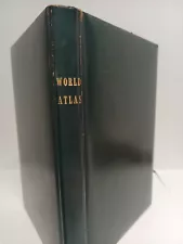 1955 Rand McNally Leather-bound World Atlas: Gilded Pages Geography Hardcover VG