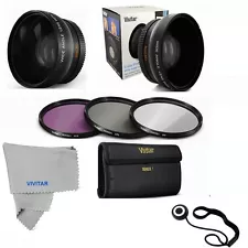 58MM Wide Angle Lens + UV CPL FLD Filter Kit for Canon T5i T4i T3i Xsi 18-55mm