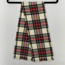 Pure Wool Scarf Tartan Plaid Flannel Unisex Rectangle Red White 7x 42 England