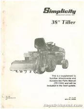 Simplicity Sunstar 38inch Tiller Attachment Parts Manual