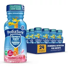 (24 Pack) PediaSure Grow & Gain Kids Strawberry Nutrition Protein Shake, 8 Fl Oz