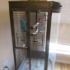 Large Birdcage with Plexiglass Front - Play Yard on Top