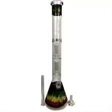 AMG Glass Massive 22 inch Double Perc Rasta Glass Bong Water Pipe