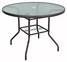 Rio Brands Sienna Round Glass Top Table, 40-Inch