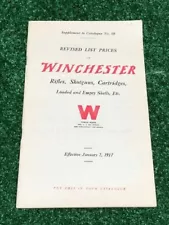 Vintage Winchester 1917 Revised List Prices Rifles, Shotguns, Cartridges No.80