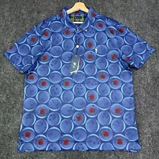 William Murray Golf Polo Shirt Kingpin Mens Medium Blue Roses Bowling Ball