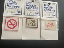 Dollhouse Miniature Sturdy Plastic "For Sale, For Rent, No Smoking" signs 1:12