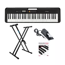 Casio Casiotone 61-Key Portable Keyboard Black with Stand Pedal and Book