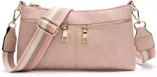 Crossbody Purses for Women Triple Zip Small Leather Cross Body Bags (Pink)