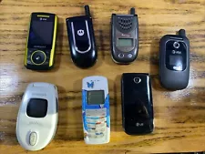 Mixed Lot of 7 Old Cell Phones Flip Motorola Samsung Nokia LG - UNTESTED