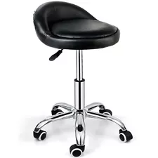 Rolling Salon Stool Adjustable Hydraulic Tattoo Facial Massage Spa Chair w/Back