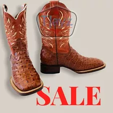 SALE! TJAYZ Mens Leather Alligator Style Boots Bota Cowboy Shoes work NEW square