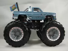 Hot Wheels '68 Chevy Silverado Monster Truck LOOSE Gray/Blue with HW Flag