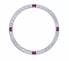 CREATED DIAMOND + RUBY BEZEL FOR 36MM ROLEX PRESIDENT DAY DATE 1803 18239 WHITE