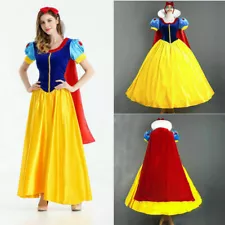 Snow White Princess Costume Dress Petticoat Headband For Adult Halloween Cosplay