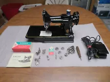 New ListingSinger Featherweight 221K~ 1961 Sewing Machine W/ Extras TESTED & WORKING