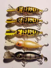 5 Vintage WHOPPER STOPPER HELLBENDER 2 5/8" Diving Crankbait Lures