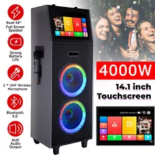 4000W 14.1'' TouchScreen Wheeled Karaoke System w 10'' Built-In Speaker & Mic