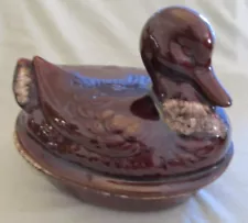 Hull Pottery Brown Drip Casserole - w/ Duck Lid - 10" - H.P. USA Oven Proof