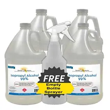 ISOPROPYL ALCOHOL 99% High Purity 4 Gallons - Free Shipping & Sprayer - USA Made