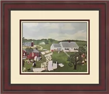 Grandma Moses Wash Days Custom Framed Print