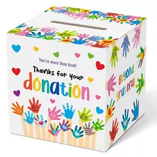 Donation Boxes for Fundraising 6 x 6 x 6 Inches Cardboard Box for Ticket Char...