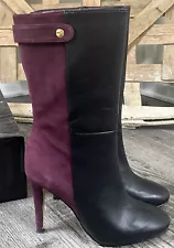 VICTORIA’S SECRET Angles High Heel Womens Boots Size 6.5 Black & Wine