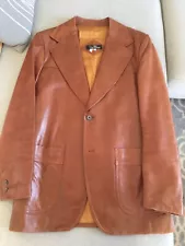 Vintage Cortefiel Brown Leather Blazer Coat Men 40 L Spain - SALE FOR CHARITY