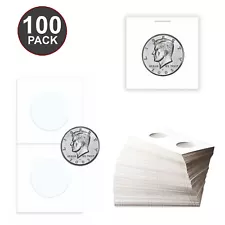 100 BCW 2X2 Cardboard Coin Flips 30.6mm Paper Storage For US Kennedy Half Dollar