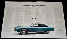 ★★1972 CHEVY MONTE CARLO ORIGINAL DEALER SALES BINDER INSERT PRINT AD-72 BLUE (For: 2014 Impala)