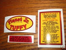 Planet Jr. Tuffy Decal for gas engine Tractors; 26Set