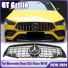 Chrome GT Grille For Mercedes Benz CLA-Class W118 20-24 CLA200 CLA250 CLA35 AMG (For: Mercedes-Benz CLA35 AMG)