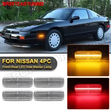 4PCS Clear Front Fender Side Marker Light For 89-1994 Nissan 240SX S13 Amber+Red (For: Nissan 240SX)